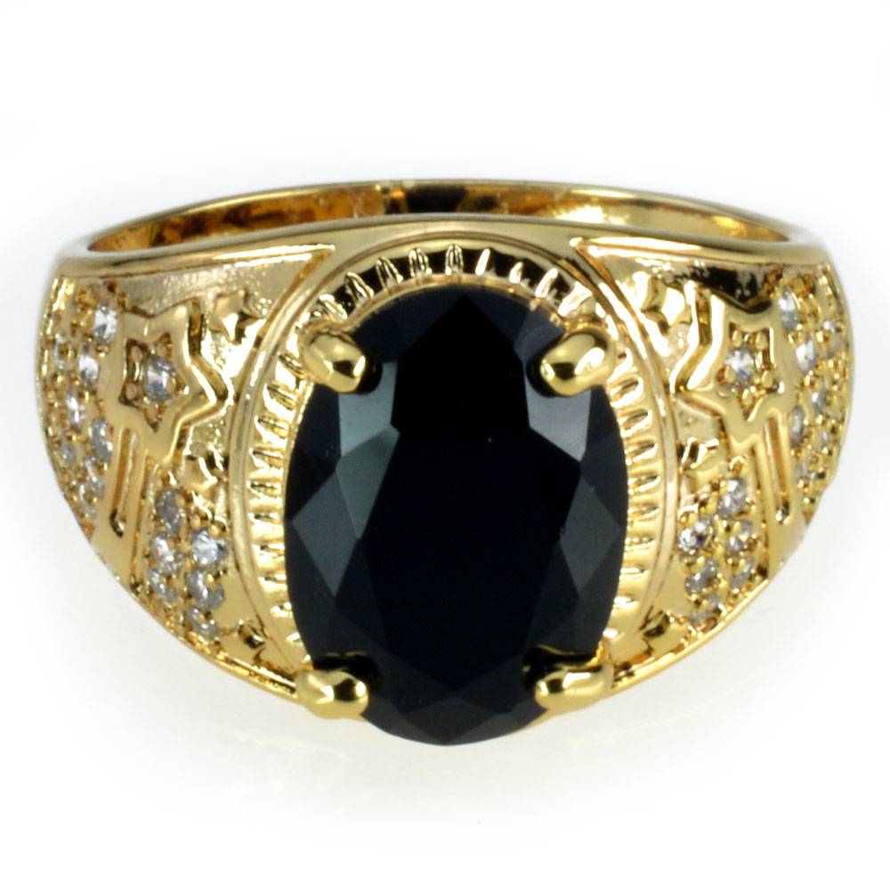 MADDOX – Men’s Fashion Gold Ring with Black Stone