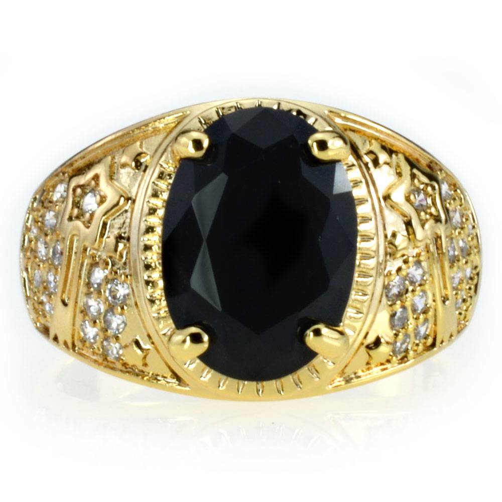 MADDOX – Men’s Fashion Gold Ring with Black Stone