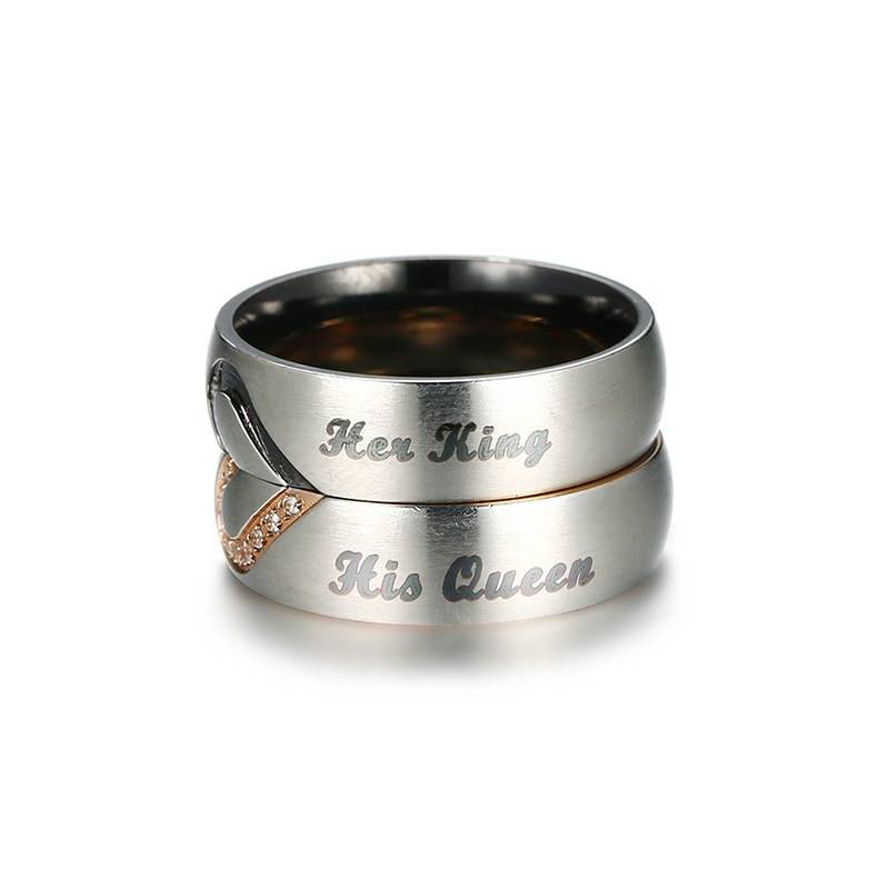 EMBER – Cute Heart Printed Stainless Steel Couple Rings