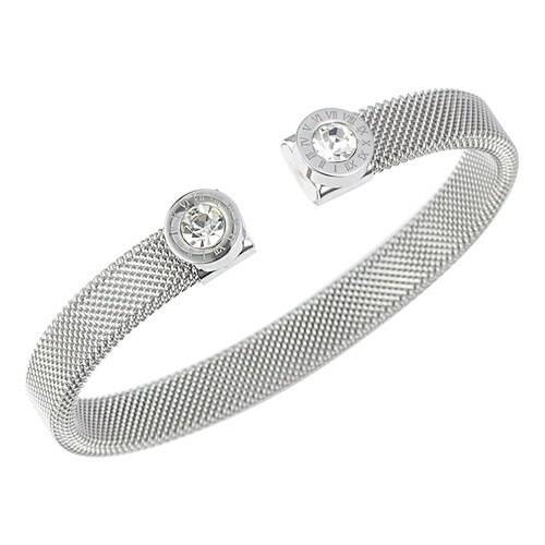 ROMAN – Open Cuff Stainless Steel Crystal Bangles