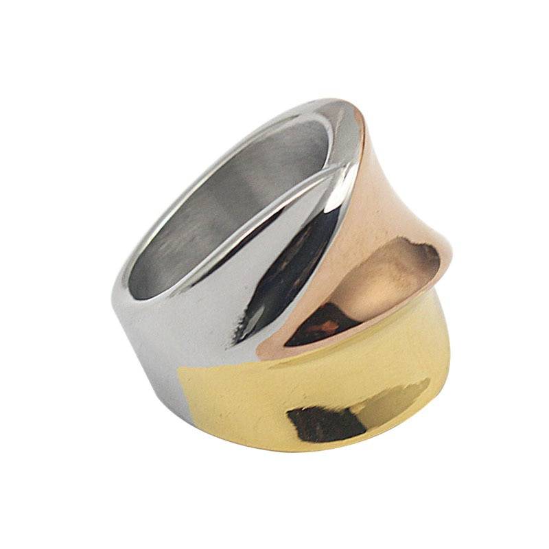 AVA – Exaggerated 3-Colours Stainless Steel Ring for Women