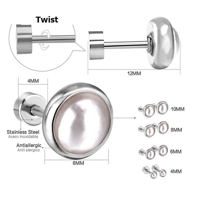 ELA – Stainless Steel Surround Pearl Stud Earrings