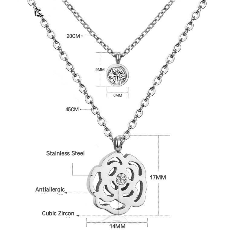 ZEE – Stainless Steel Layered Flower Pendant Necklace