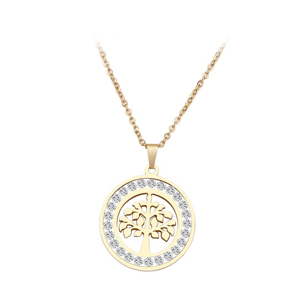 AMARA – Stainless Steel Tree of Life Crystal Necklace