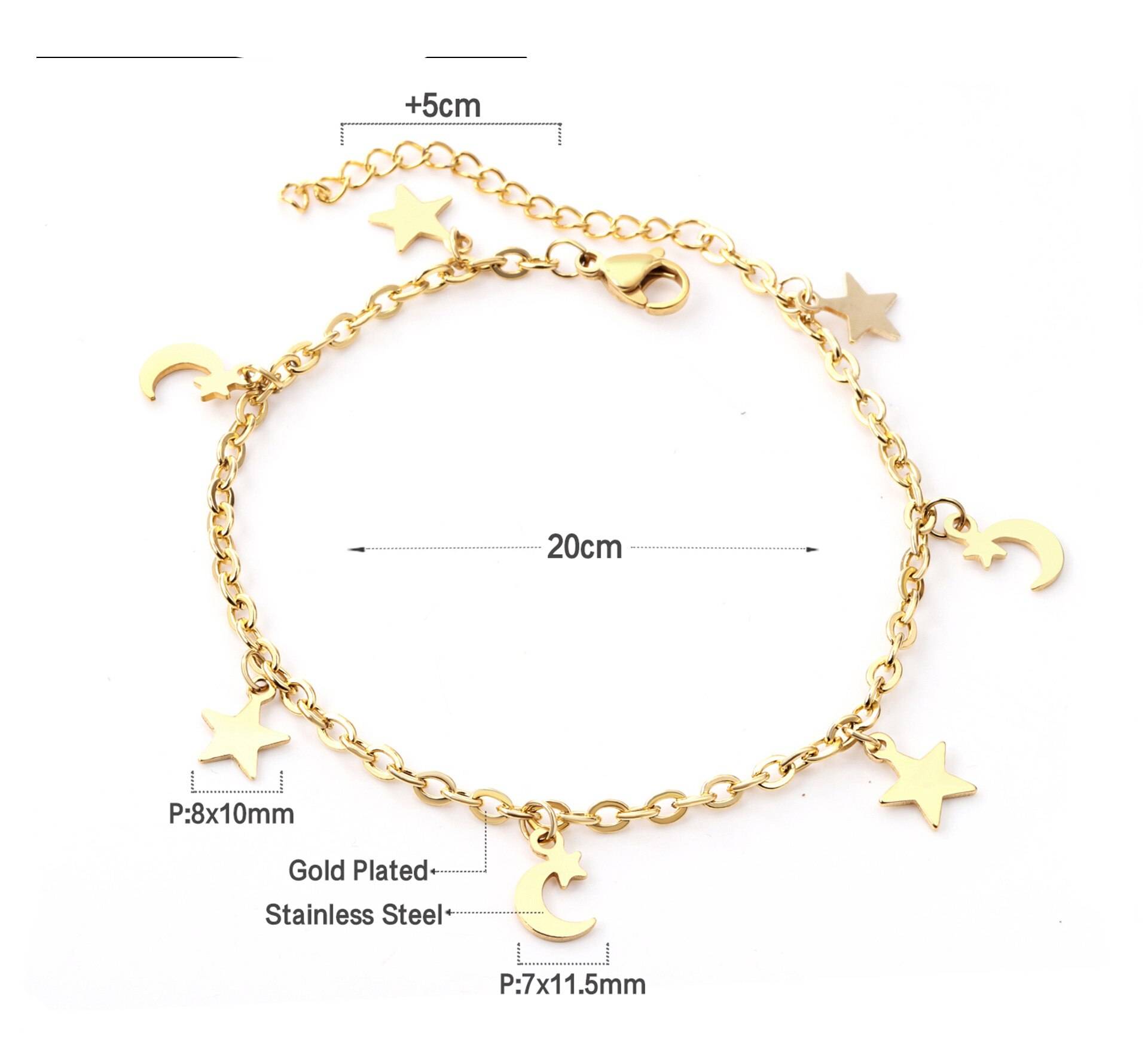 DIANA – Stainless Steel Star and Moon Anklet