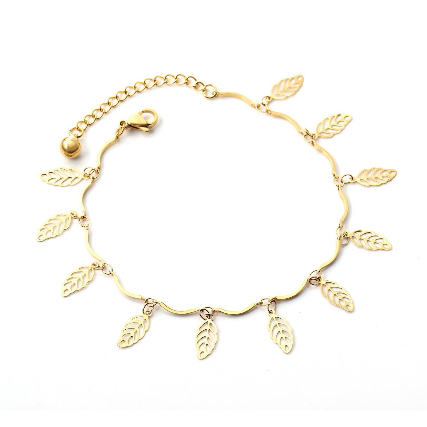 LOLA – Stainless Steel Leaf Chains Anklet