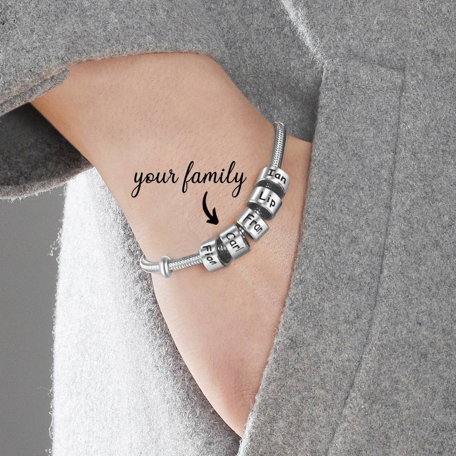 Personalized Name Stainless Steel Beaded Bracelet
