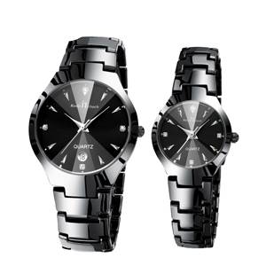 Stainless Steel Couple Watch color: black