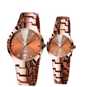 Stainless Steel Couple Watch color: Coffee Gold