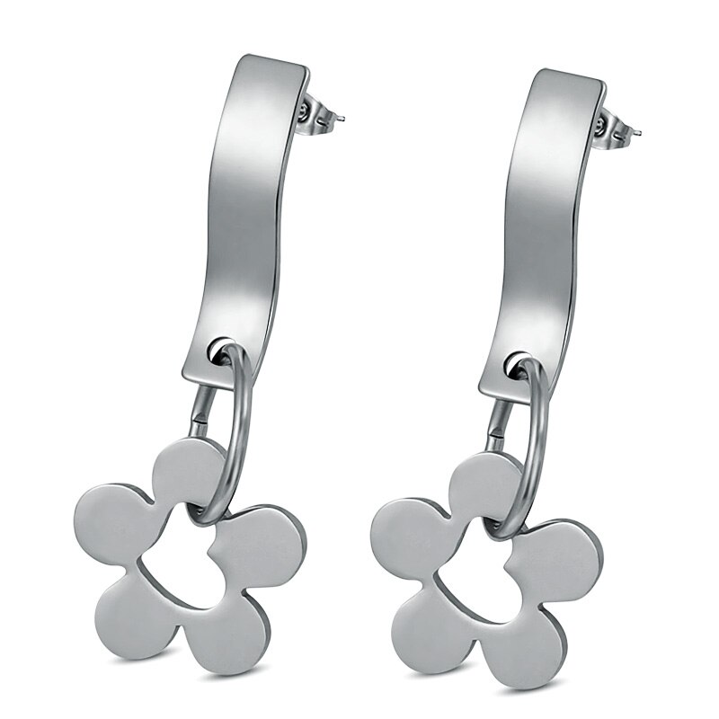 FLAVIA – Stainless Steel Flower Drop Earrings