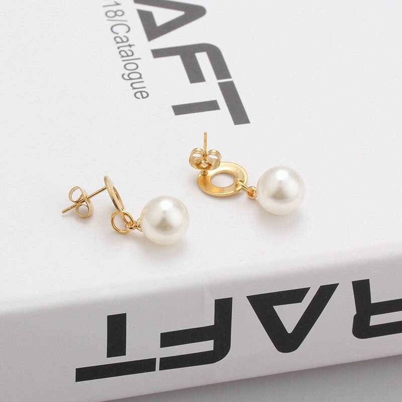 LEAH – Stylish Stainless Steel Pearl Earrings