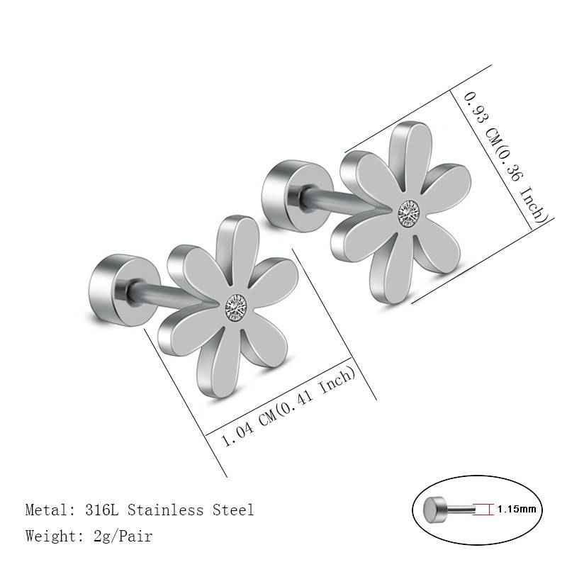 TARA – Stainless Steel Daisy Stud Earrings