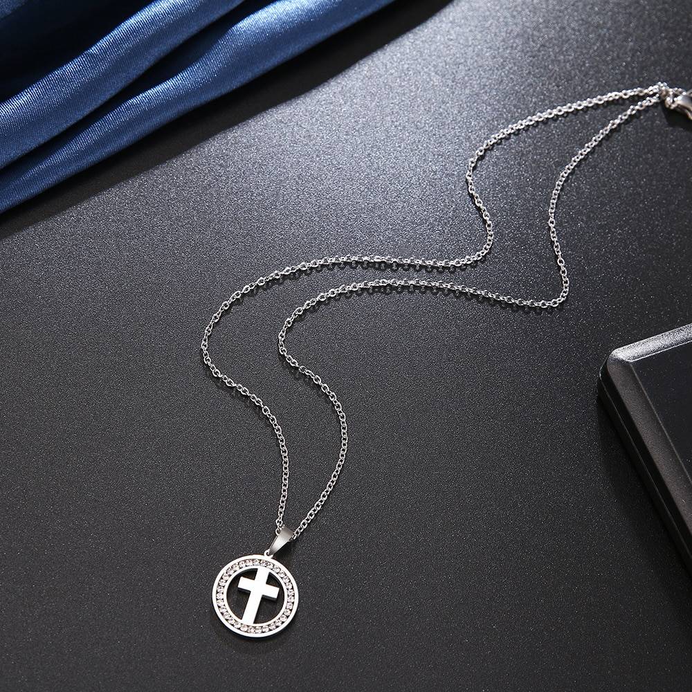 MARTHA – Stainless Steel Cross Crystal Necklace