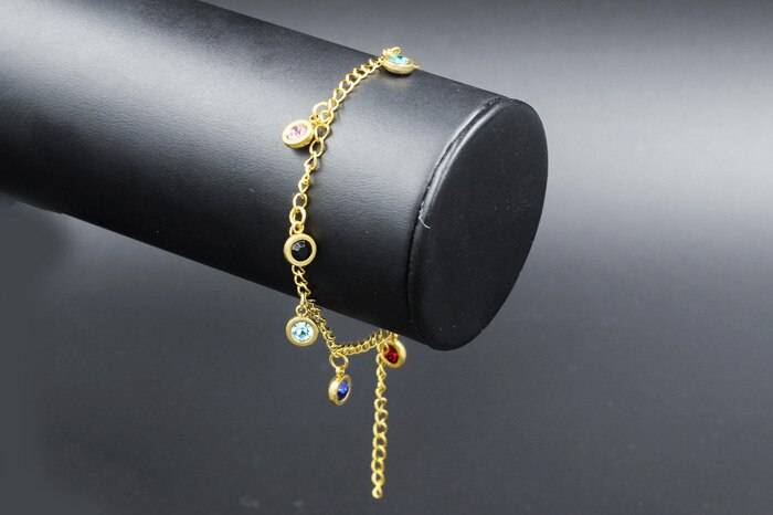 GRACIE – Stainless Steel Colorful Crystal Anklet