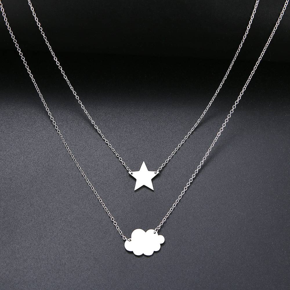 Stainless Steel Cloud Pendant Layered Necklace – FAY