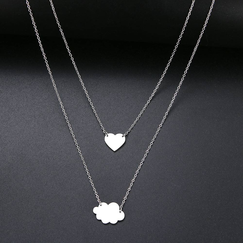 Stainless Steel Cloud Pendant Layered Necklace – FAY