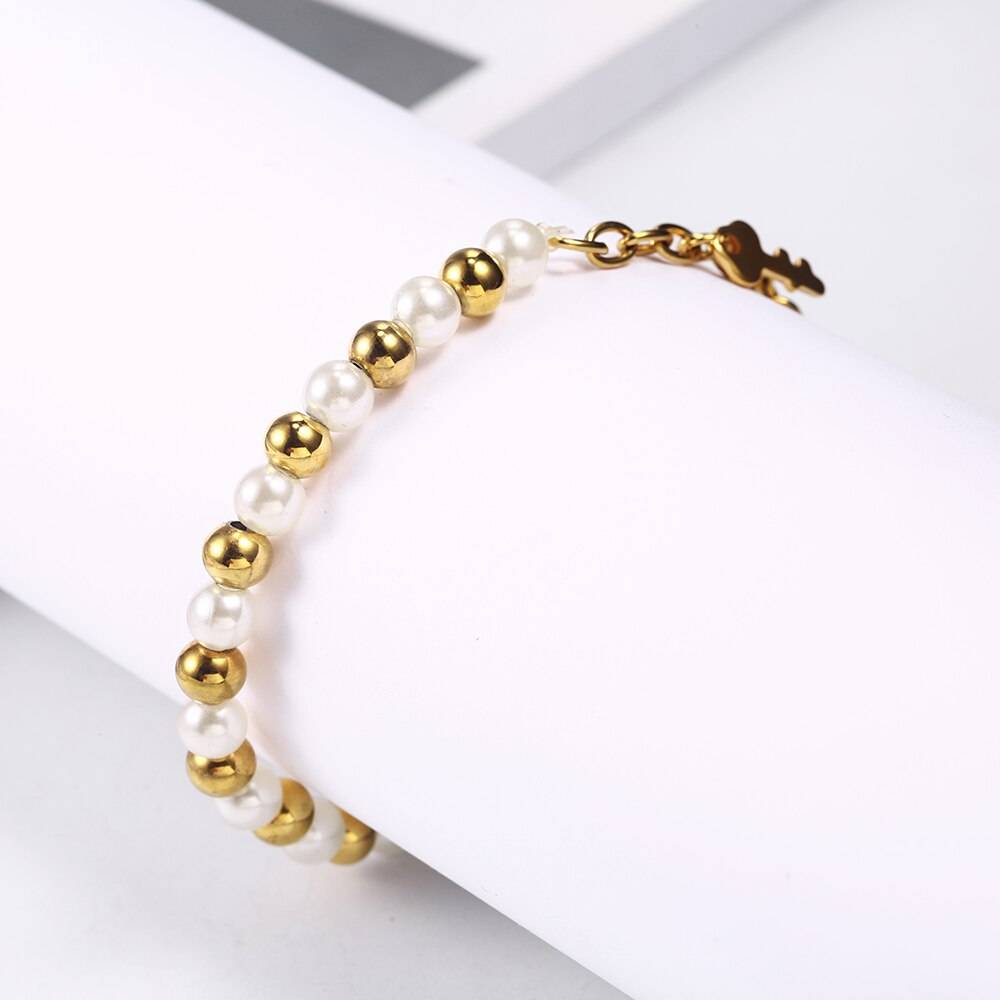 OUFEI Charm Bracelet Jewelry Accessories Stainless Steel Jewelry Woman Vogue 2019 Pearl Steel ball Bracelets Bangles For Women