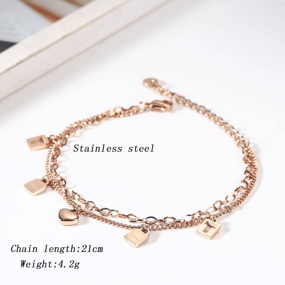 OUFEI Stainless Steel Woman Jewelry Rose Gold Layered Bracelets Bangles For Women Fashion Jewellery Accessories Free Shipping