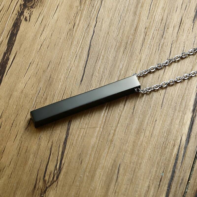 Stainless Steel Vertical Bar Personalised Necklace