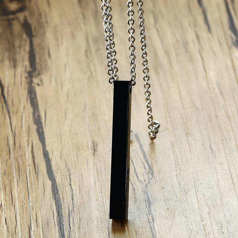 Vertical Bar Necklace Personalized Name Necklace Birth Date Coordinates Mantra Pendant For Women Men