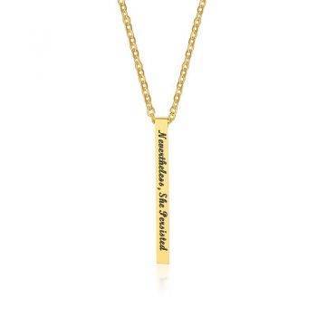 Vertical Bar Necklace Personalized Name Necklace Birth Date Coordinates Mantra Pendant For Women Men Metal Color: 501G