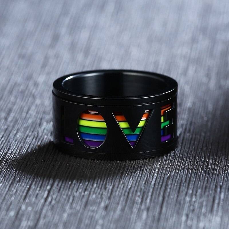 Stainless Steel Spinner LOVE Rainbow Ring – BABS