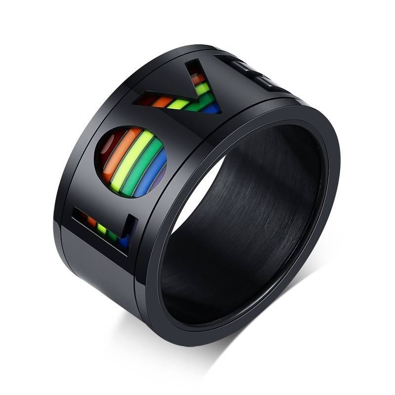 Stainless Steel Spinner LOVE Rainbow Ring – BABS