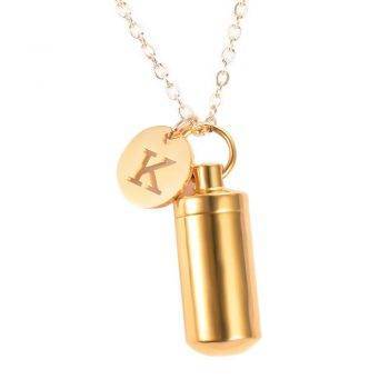 Stainless Steel Memorial Necklace with Letter Engraved Pendant Metal Color: Gold Letter: B