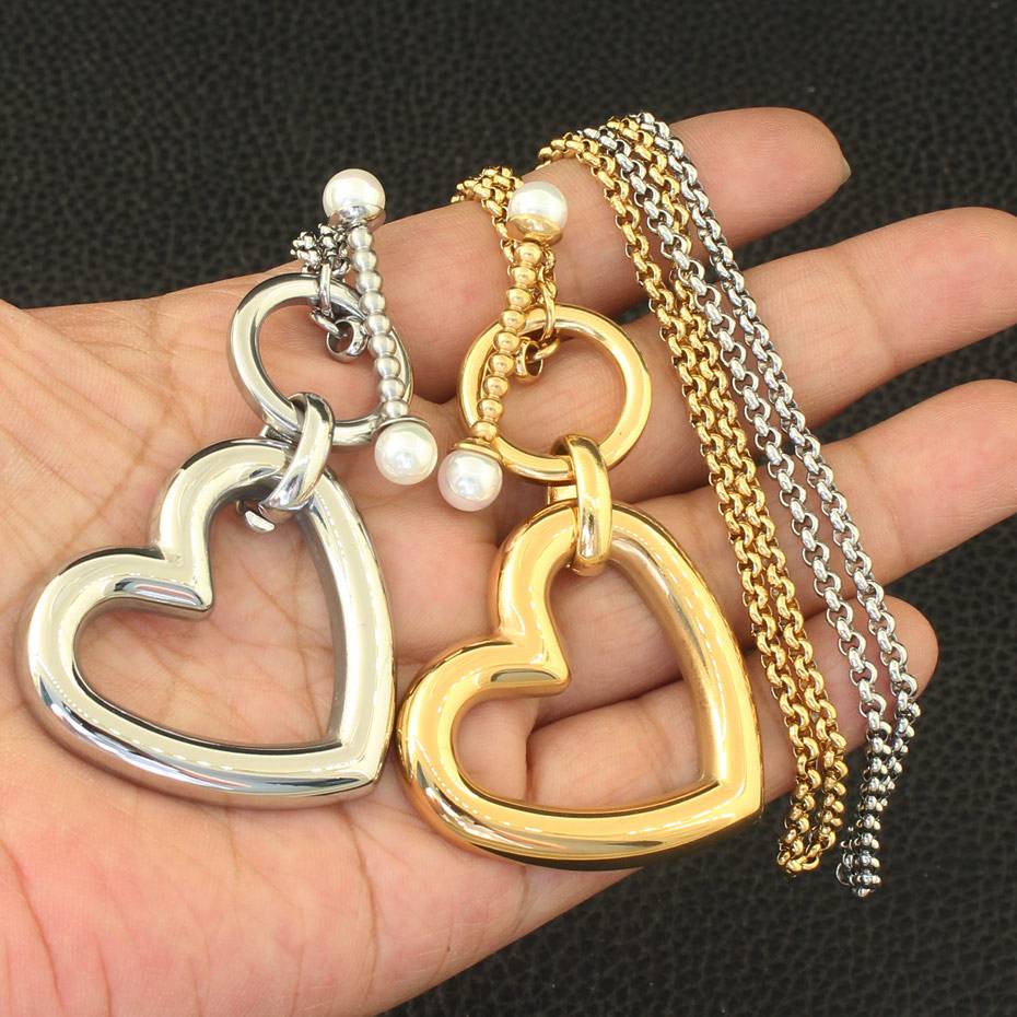 Fashion Stainless Steel Jewelry For Woman Heart Chain Necklace High Quality NBJZAABE