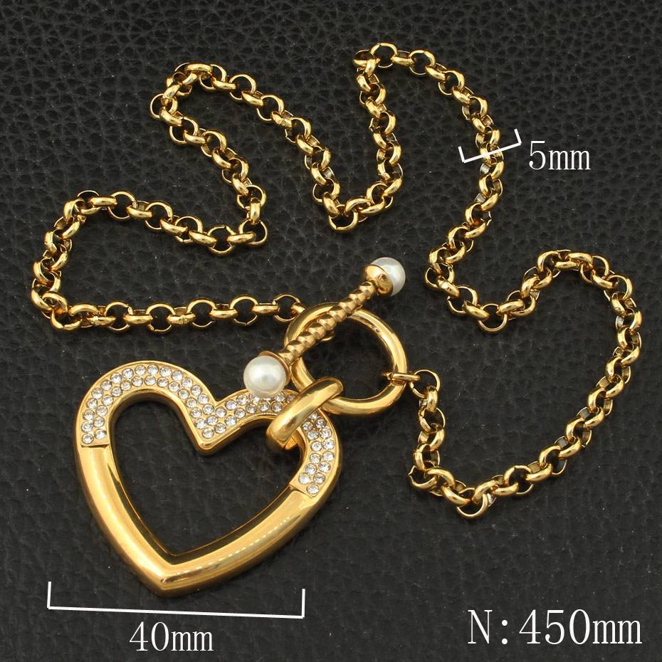 Fashion Stainless Steel Jewelry For Woman Heart Chain Necklace High Quality NBJZAABE