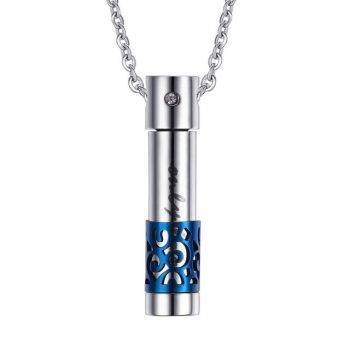 ZORCVENS Mens”Only Lover” Perfume Bottle Shaped Pendant Necklace Stainless Steel Remembrance Jewelry Opens Collares Collier Metal Color: 42326 Length: 50cm