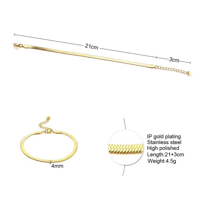 Stylish Flat Snake Chain Gold Anklet – LUX Anklets 8d255f28538fbae46aeae7: 15cm-18cm Bracelet|21cm-24cm Anklet