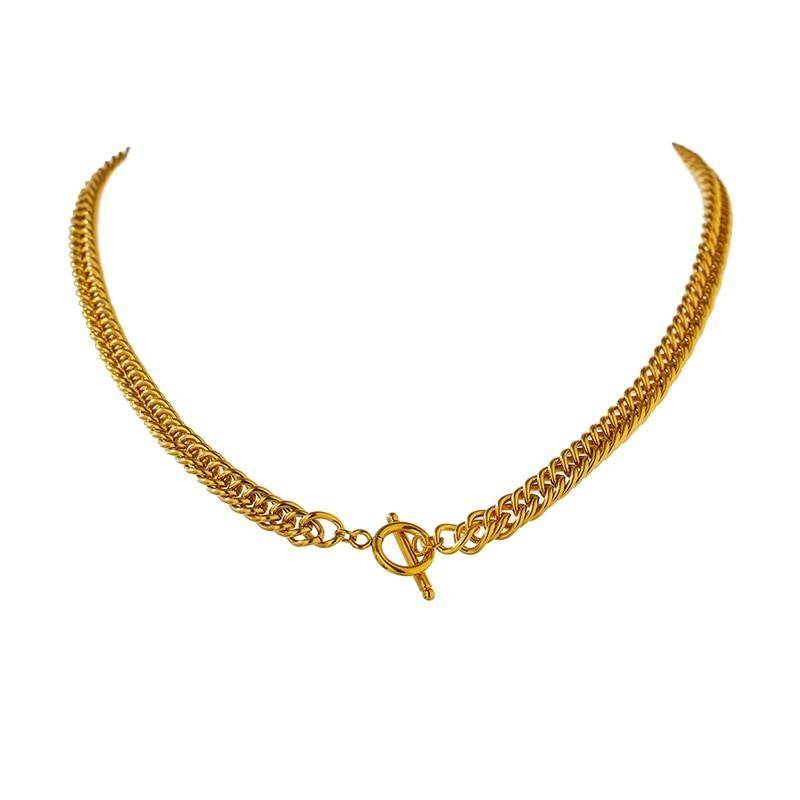 Gold Cuban Chain Choker Necklace – DONNA Uncategorized 8d255f28538fbae46aeae7: 1427 Bracelet Gold|1434 Necklace Gold