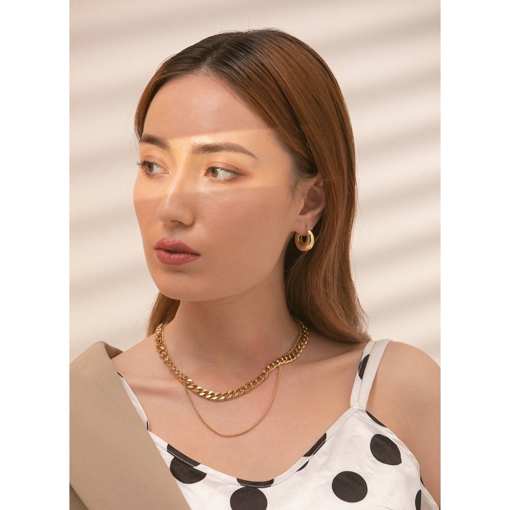 Yhpup 316 Stainless Steel Double Layer Necklace 2021 Choker Collar Statement Fashion Charm Golden Necklace for Women 2021 Uncategorized 8d255f28538fbae46aeae7: Gold