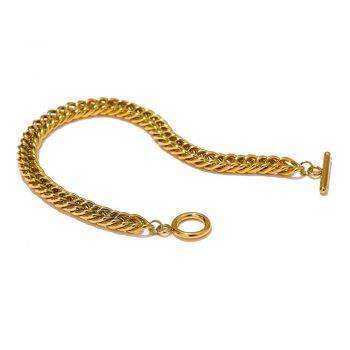 Yhpup Minimalist Chain Stainless Steel Geometric Necklace Collane Donna Statement Gold Color Choker Metal Necklace for Women Uncategorized Metal Color: 1427 Bracelet Gold