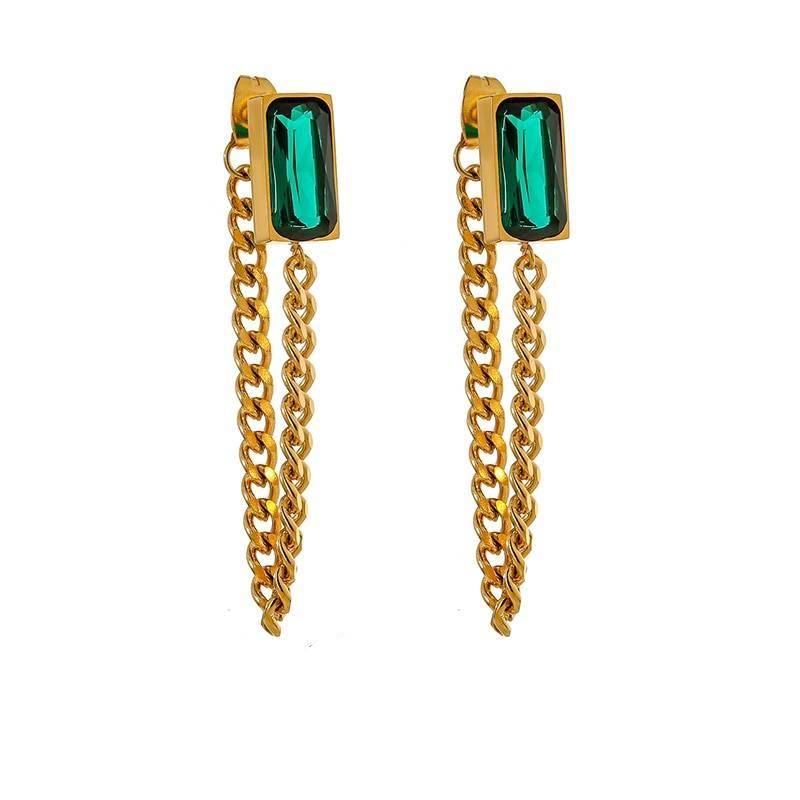 Green Crystal Gold Chain Drop Earrings for Women – CELIA Drop Earrings Online Surgical Steel Earrings 8d255f28538fbae46aeae7: YH280A