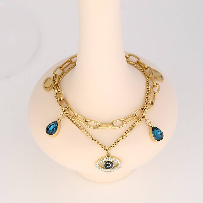 Yhpup Exquisite Blue Eye Pendant Bangle Bracelet for Women Delicate Cubic Zirconia Jewelry Fashion Temperament Bracelet Gift New Uncategorized 8d255f28538fbae46aeae7: YH1498A Gold|YH1498A Steel|YH1961A Gold