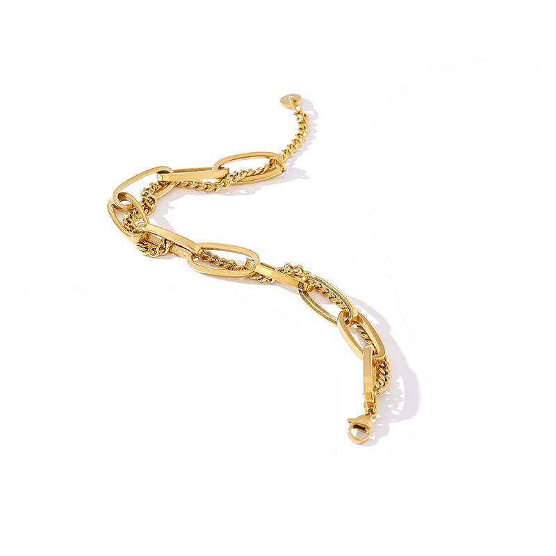 Yhpup Fashion Link Chain Stainless Steel Bangle Bracelet for Women Exquisite Gold Metal Bracelet Jewelry Girl Beach Gift брелок Uncategorized 8d255f28538fbae46aeae7: Gold