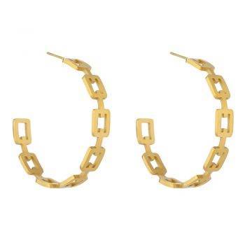 Yhpup Minimalist Chain Stainless Steel Stud Earrings for Women Statement Gold Metal Geometric Earrings Jewelry Gift kolczyki New Uncategorized Metal Color: Gold