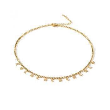 Yhpup Trendy Star Moon Chain Choker Necklace for Women Stainless Steel Fashion Necklace Gold Color Metal Jewelry Accessories New Uncategorized Metal Color: Gold