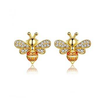 Silver Bee Earrings For Girls color: gold