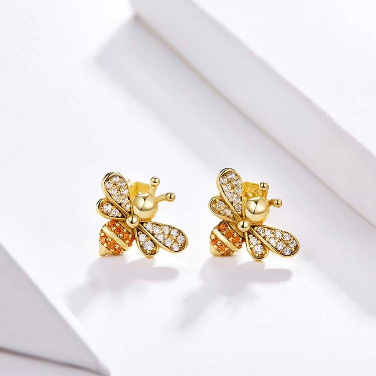 Silver Bee Earrings For Girls