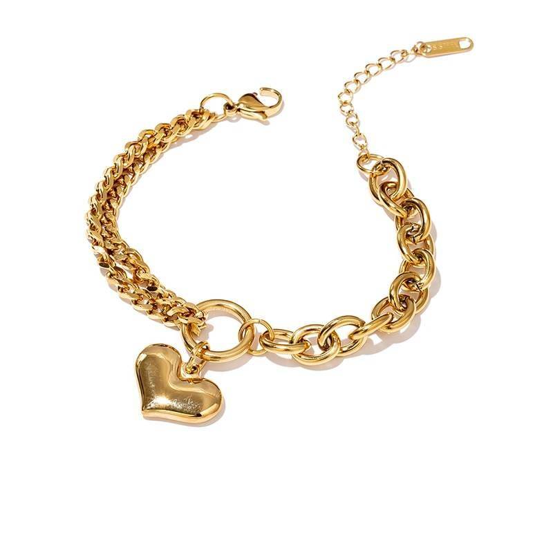Stainless Steel Gold Heart Charm Bracelet – Bracelets 8d255f28538fbae46aeae7: YH261A Gold
