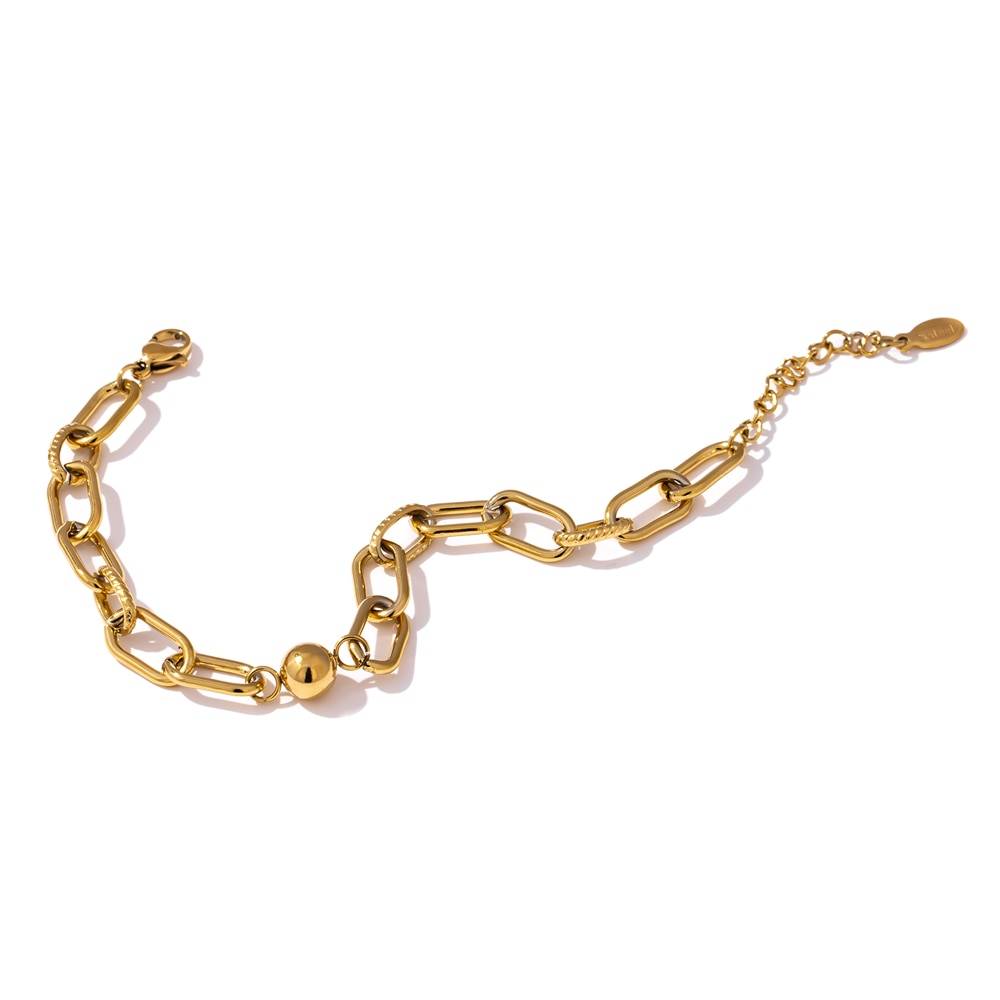 Yhpup New Stainless Steel Golden Bracelet Jewelry Charm Metal Texture 14 K Geometric Wrist Bracelet for Women Bijoux Accessories Uncategorized 8d255f28538fbae46aeae7: YH555A Gold