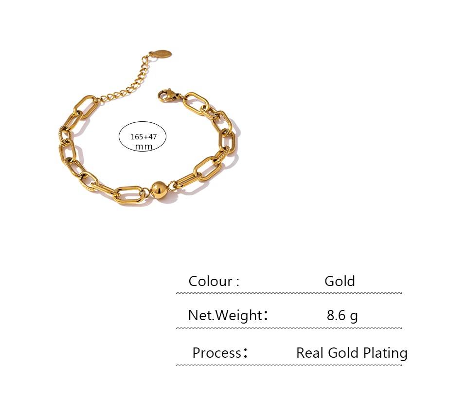 Yhpup New Stainless Steel Golden Bracelet Jewelry Charm Metal Texture 14 K Geometric Wrist Bracelet for Women Bijoux Accessories