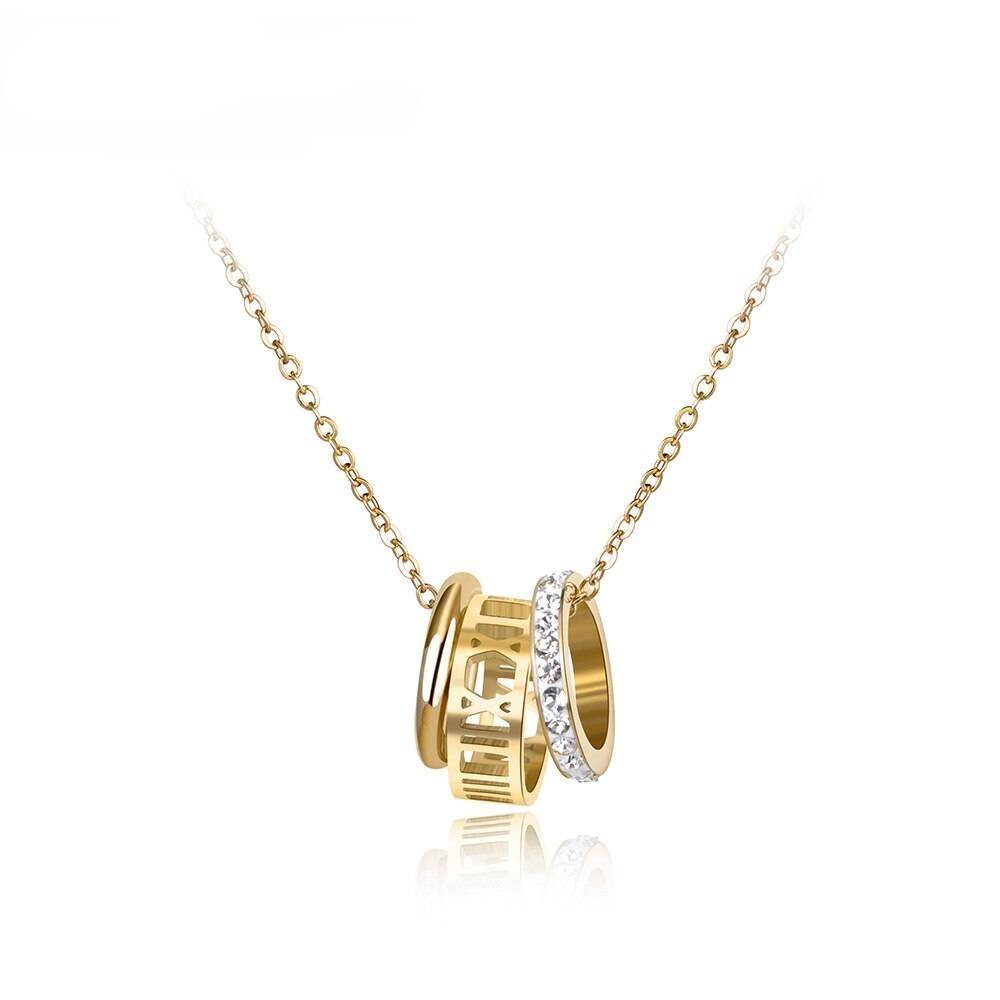 Classic Cubic Zirconia Three Ring Pendant Necklace – AGNES Necklaces for Women Pendant Necklace 8d255f28538fbae46aeae7: Gold-color|Platinum Plated|Rose Gold Color