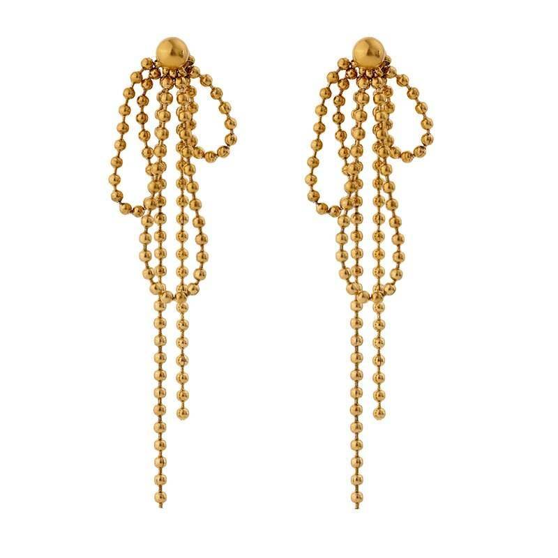 Gold Tassel Bead Earrings for Women – KIRAN Drop Earrings Online Surgical Steel Earrings 8d255f28538fbae46aeae7: YH1899A Gold