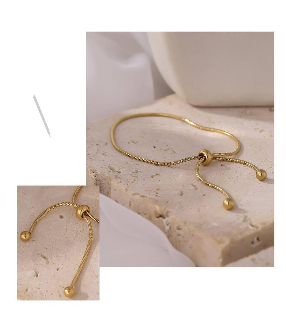 Yhpup Statement Retractable Snake Chain Bracelet Stainless Steel Jewelry Minimalist Geometric Wrist Bracelet for Women Party