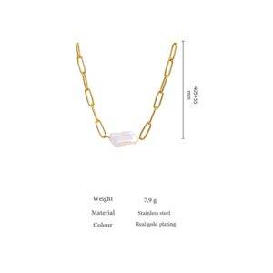 Yhpup Stainless Steel Natural Pearl Pendant Neckalce Metal Chain High Quality Jewelry Gold Collar Neckalce for Women Girls Gift Uncategorized 8d255f28538fbae46aeae7: YH1484A Necklace|YH1486A Bracelet 
