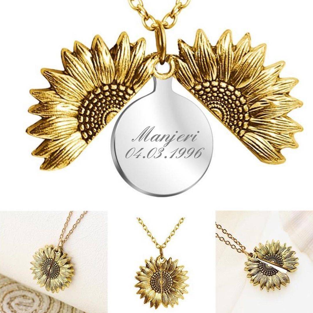 Custom Open Locket Sunflower Pendant Necklace for Women Boho Jewelry Personalized Letter Engraved Name Necklace Collier Uncategorized 8d255f28538fbae46aeae7: Gold|Rose Gold|Silver 